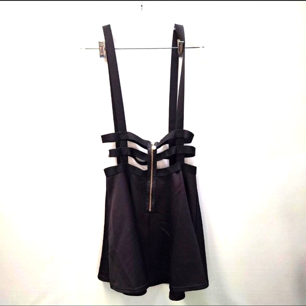 Urban CoCo Mini Skater Flare Skirt Stretch Suspender Black Women's Size XL